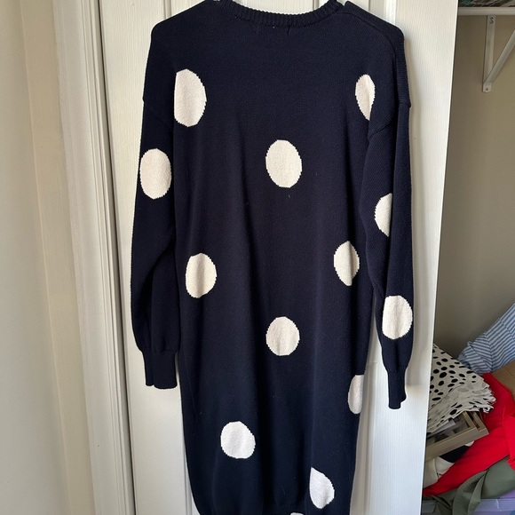 Navy Polka Dot Sweater Dress - Picture 4 of 4
